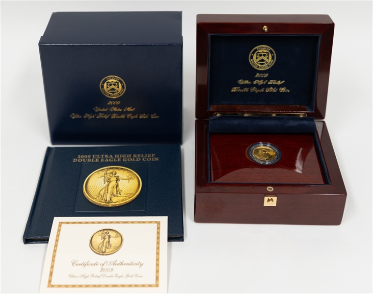  2009 Ultra High Relief Double Eagle 1 Ounce Gold Coin in Original Hardwood Box - 24-Karat (.9999) Fine Gold